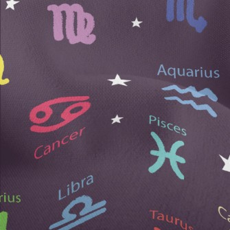 Colorful Horoscope Symbols Lightweight Performance Linen