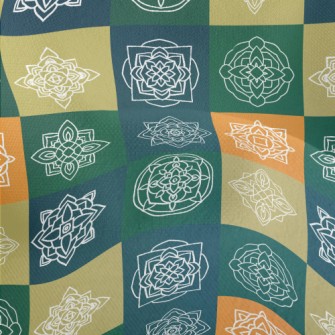 Checkered Coil Flower Lightweight Performance Linen