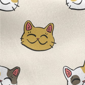Curved Eyes Cat Jersey Backed Fleece