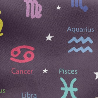 Colorful Horoscope Symbols Jersey Backed Fleece