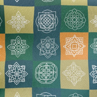 Checkered Coil Flower Jersey Backed Fleece