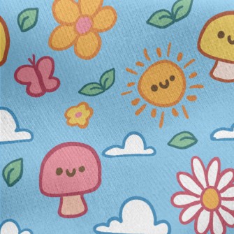 Cute Weather Emoticons Jersey Backed Fleece