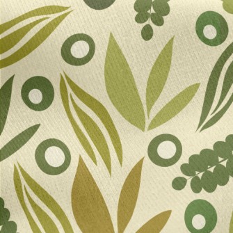 Green Growing Leaves Jersey Backed Fleece