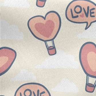 Love Hot Air Balloon Jersey Backed Fleece