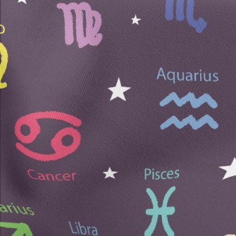 Colorful Horoscope Symbols Lightweight Cotton Poplin