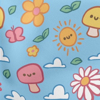 Cute Weather Emoticons Lightweight Cotton Poplin