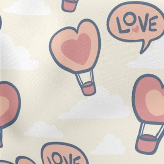 Love Hot Air Balloon Lightweight Cotton Poplin