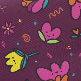 Childlike Shy Flowers Midweight Cotton Poplin