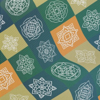 Checkered Coil Flower Midweight Cotton Poplin
