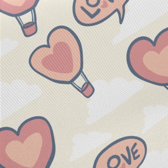 Love Hot Air Balloon Midweight Cotton Poplin