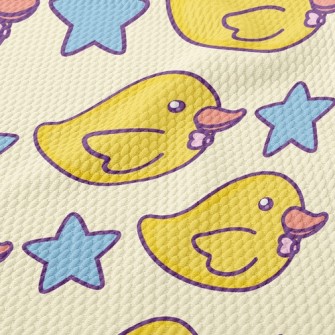 Yellow Duck And Stars Birdseye Piqué