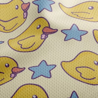 Yellow Duck And Stars Athletic Mesh Flat Back