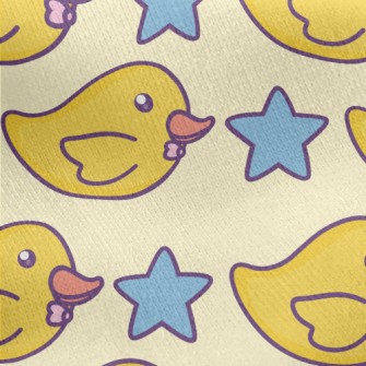 Yellow Duck And Stars Jersey Backed Fleece