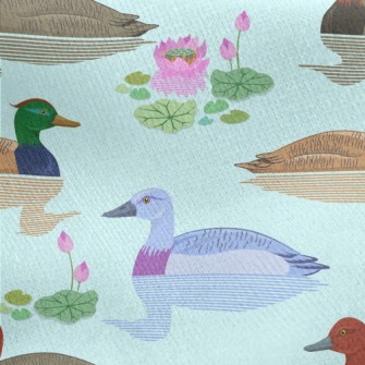 Pond With Ducks Jersey Backed Fleece