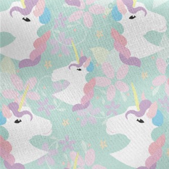 Flowers And Unicorns Jersey Backed Fleece