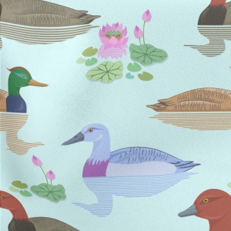 Pond With Ducks Lightweight Cotton Poplin