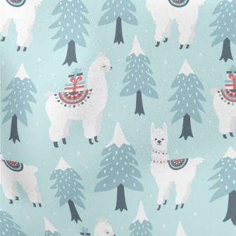 Christmas Tree And Alpaca Lightweight Cotton Poplin