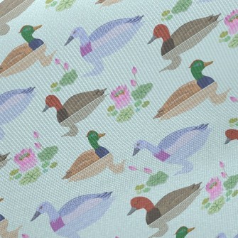 Pond With Ducks Midweight Cotton Poplin
