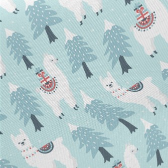 Christmas Tree And Alpaca Midweight Cotton Poplin
