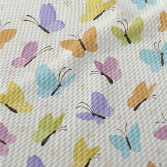 Colorful Flying Butterflies Birdseye Piqué