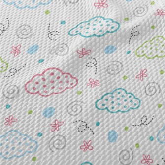 Geometric Dots Clouds Birdseye Piqué