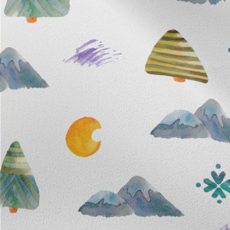 Watercolor Mountain Trees Chiffon