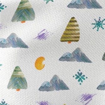 Watercolor Mountain Trees Waterproof Canvas