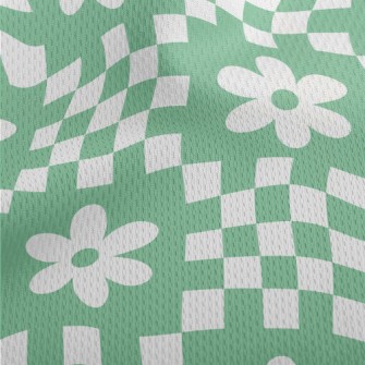 Flower Checkerboard Athletic Mesh Flat Back