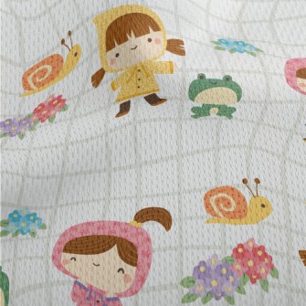 Playing Raincoat Little Girl Athletic Mesh Flat Back