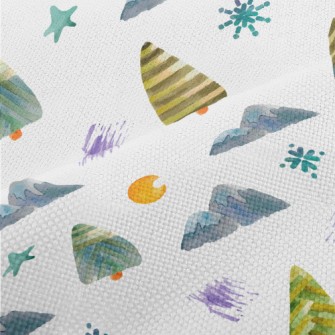 Watercolor Mountain Trees Performance Linen