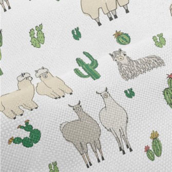 Cute Alpaca Cactus Performance Linen