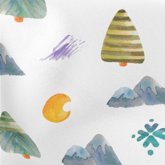 Watercolor Mountain Trees Stretch Ponte
