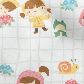 Playing Raincoat Little Girl Micro Fleece