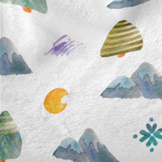 Watercolor Mountain Trees Minky