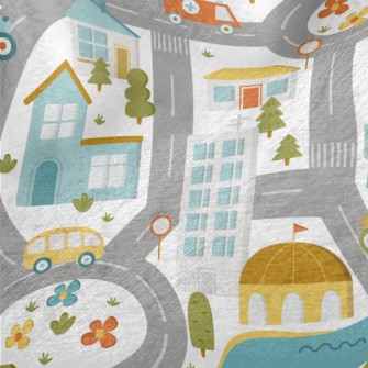 Busy City Road Minky