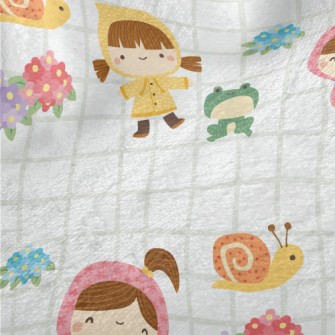 Playing Raincoat Little Girl Minky
