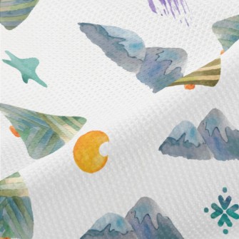 Watercolor Mountain Trees Piqué