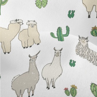 Cute Alpaca Cactus Lightweight Performance Linen