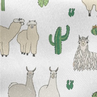 Cute Alpaca Cactus Jersey Backed Fleece