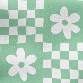 Flower Checkerboard Jersey Backed Fleece
