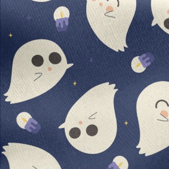 Cute Ghost Candle Jersey Backed Fleece