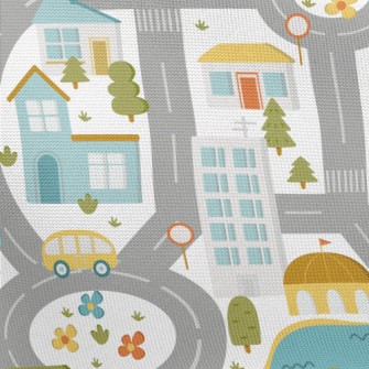 Busy City Road Pongee