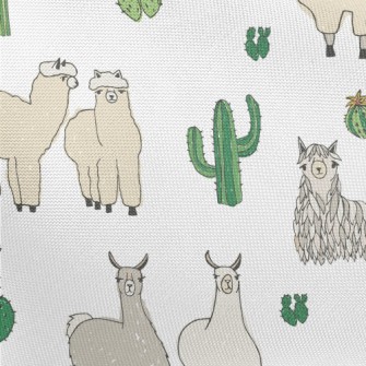 Cute Alpaca Cactus Pongee