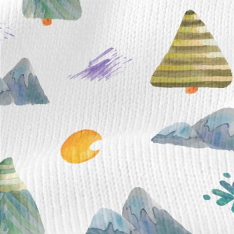 Watercolor Mountain Trees Stretch Jersey