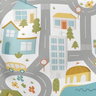 Busy City Road Lightweight Cotton Poplin