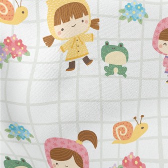 Playing Raincoat Little Girl Lightweight Cotton Poplin