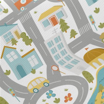 Busy City Road Midweight Cotton Poplin