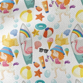 Beach Girl Playing In The Wate Waterproof Canvas