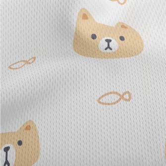 Cute Cat And Fish Athletic Mesh Flat Back