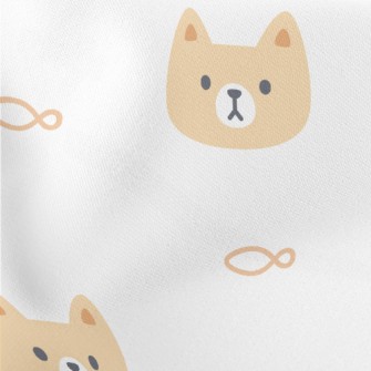 Cute Cat And Fish Stretch Ponte